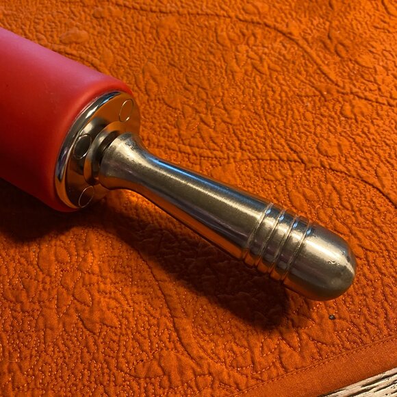 Red Silicone & Stainless Steel Rolling Pin - Large - Picture 5 of 7